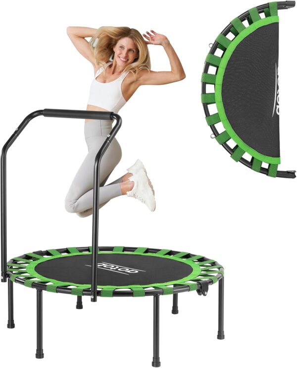 AOTOB 40” Fitness Trampoline for Adult, Max Load 450 LBS Foldable Mini Trampoline with Durable Bungees, Small Rebounder Exercise Trampoline for Workout for Quiet and Safely Cushioned Bounce - Image 2