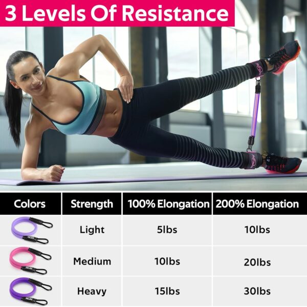 WALITO Ankle Resistance Bands with Cuffs, Ankle Bands for Working Out, Ankle Straps for Women, Exercise Bands for Legs and Butt, Booty Workout Equipment for Kickbacks Hip Fitness Training - Image 4