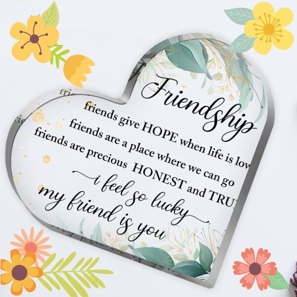 Gift for Friends, Friend Gifts, Friendship Birthday Gifts, Bff Gifts, Acrylic Heart Shape For Friendship Keepsake, Bestie Friend Gifts For Women, Including Presents For Bffs, Sisters, And Close Friends. - Image 5