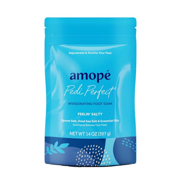 Amopé Pampering Kit - Contains Charcoal Foot Scrub, Tea Tree Foot Scrub, Epsom Salt Foot Scrub, Invigorating Foot Soak, Tired Leg & Foot Rejuvenator, Foot & Leg Scrubber and Luxury Storage Bag - Image 7