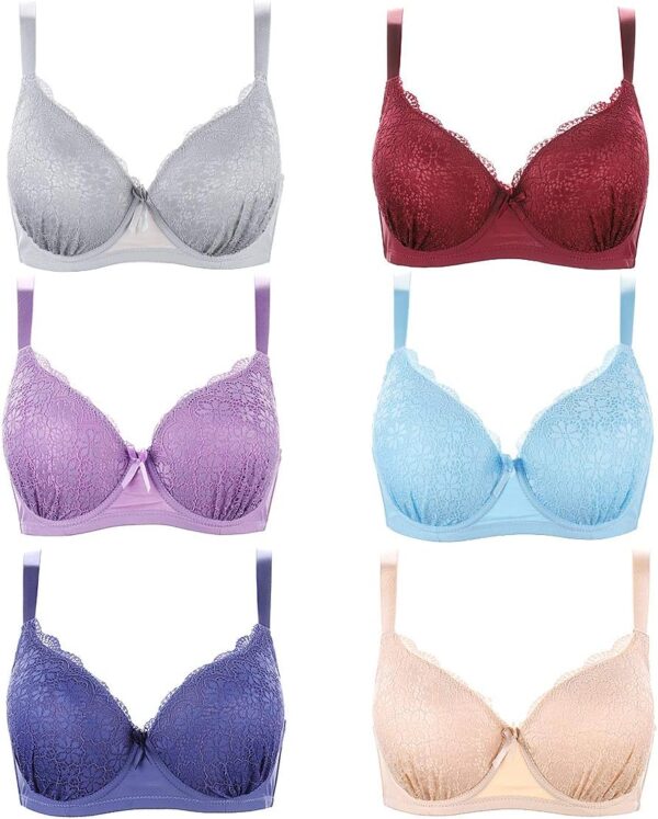 Bras for Women Push Up Bras Everyday Bra Pack of 6 Brassiere Setssiere Set - Image 2