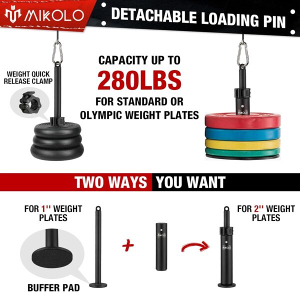 Mikolo Fitness LAT and Lift Pulley System, Dual Cable Machine(70'' and 90'') with Upgraded Loading Pin for Triceps Pull Down, Biceps Curl, Back, Forearm, Shoulder-Home Gym Equipment(Patent) - Image 5