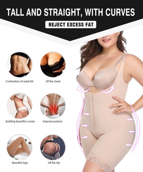 NonEcho Women Full Tummy Control Seamless Slimming Shapewear Bodysuit Butt Lifter Slimmer Plus Size - Image 4