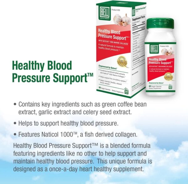 Bell Healthy Blood Pressure Support™ Unique Blend - Natural Blend of Green Coffee Bean Extract, Garlic & Celery Seed Extract Supplements- 60 Capsules, Vegan, Non-GMO - Image 3