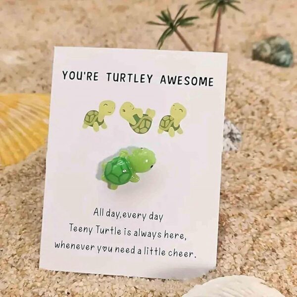 2Pcs Green Handmade Emotional Support Turtley Awesome, Turtle Motivational Gift, Cute Mini Turtle Decoration, Lovely Turtle Shaped Card Friendship Gift A Card with A Turtle Ornament Home Décor - Image 7