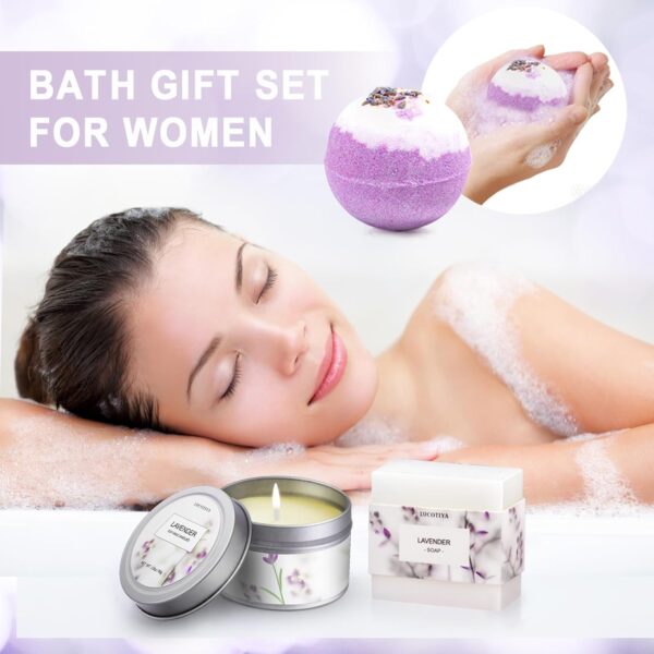 Gifts for Women, Birthday Gifts for Women Spa Gifts Baskets for Women Bubble Bath and Body Gifts Set for Women Lavender Gifts for Mom Her Female Sister Mother Teacher Wine Tumbler Purple Gifts - Image 4