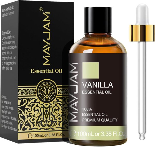 Vanilla Essential Oil 100ML, Pure Essential Oils for Massage, Diffusers, Vanilla Oil Fragrance Oil for Soap Candle Making (3.38FL.OZ Bottle) - Image 2