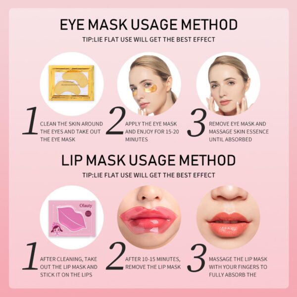 30 Pairs Lip Masks & 24K Gold Eye Masks, Crystal Collagen Eye Patches for Puffy Eyes, Moisturizing & Reduce Wrinkles, Lip Care & Under Eye Mask for Dark Circles and Puffiness - Image 9