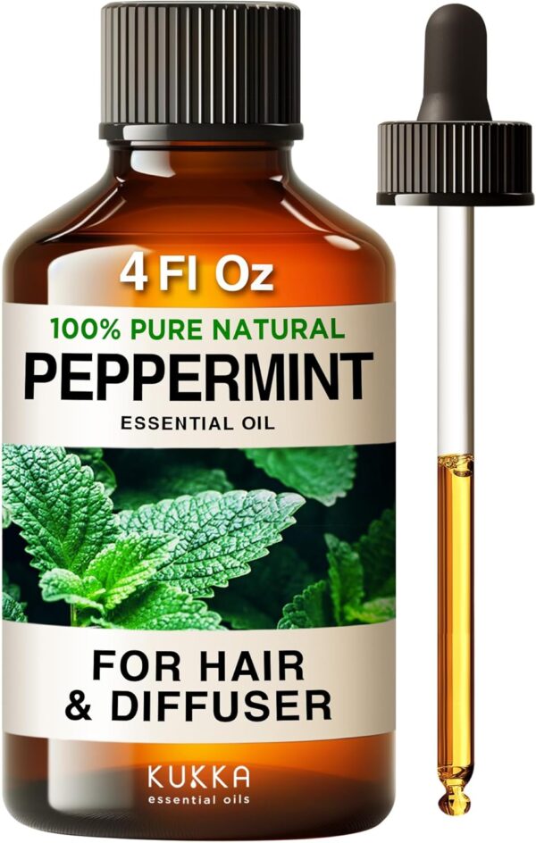 Kukka Peppermint Oil - Huge 4 Fl Oz - 100% Pure Natural Peppermint Essential Oil to Invigorate & Awaken Your Senses - Experience Strong Refreshing & Cooling Mint Oil for Skin Hair & Soap Making Scent - Image 2