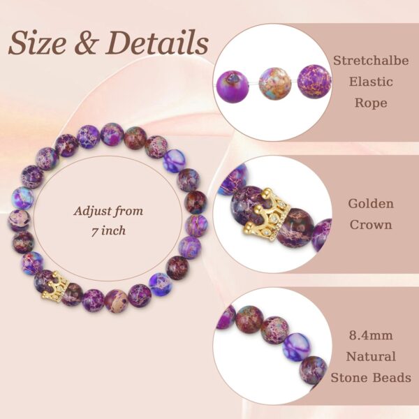 Sereney Best Friend Bracelet as Bestie Gifts for Women, Purple Emperor Stone Bracelets as Christmas Gifts for Best Friend Gifts for Girls, Golden Crown Friendship Bracelets Gifts for Bestie Daughter - Image 8