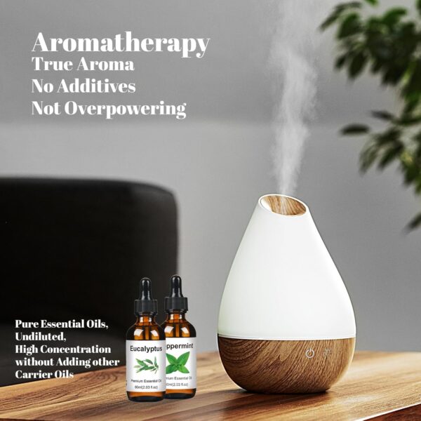 Essential Oils Set - Natural Pure Essential Oils for Diffuser for Home - Eucalyptus, Peppermint, 60mlx2 - Air Freshening, Humidifiers - Aromatherapy Oils for Massage, Candle&Soap Making, Laundry - Image 5