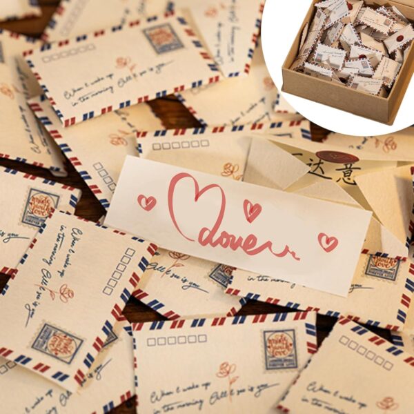 1Set Love Letter Box with Envelopes 4x4x2 Inch Tiny DIY Cards Love Notes Gifts for Him Her Love Letter Game for Long Distance Couple Romantic Supplies Love Letter Box Love Letter Notes for - Image 3