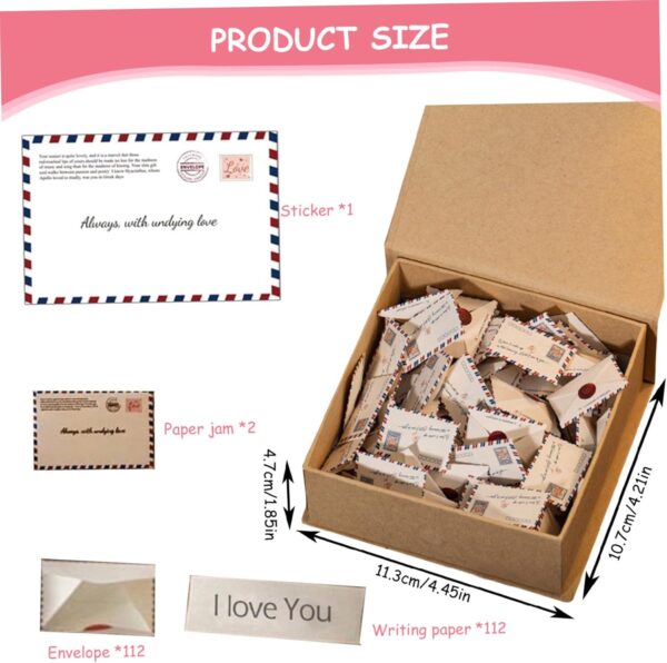 1Set Love Letter Box with Envelopes 4x4x2 Inch Tiny DIY Cards Love Notes Gifts for Him Her Love Letter Game for Long Distance Couple Romantic Supplies Love Letter Box Love Letter Notes for - Image 4