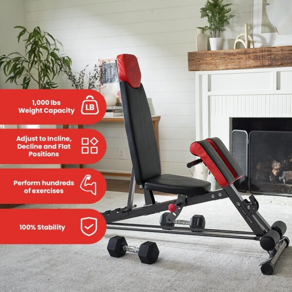 Finer Form Multi-Functional FID Weight Bench for Full All-in-One Body Workout – Hyper Back Extension, Roman Chair, Adjustable Ab Sit up Bench, Incline Decline Bench, Flat Bench - Image 4