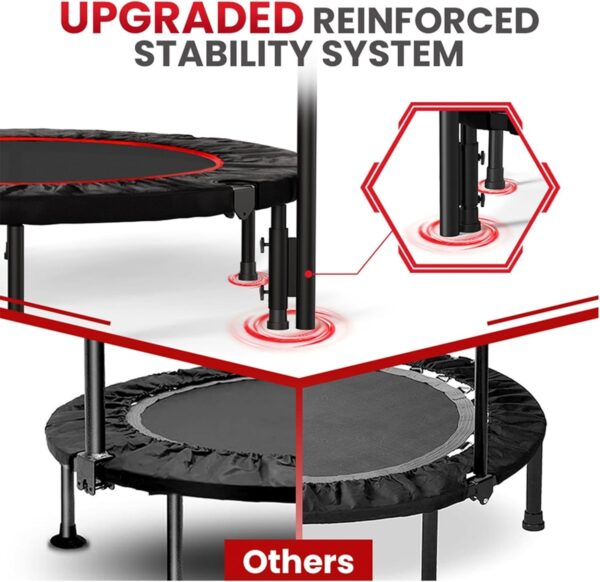 450 LBS Rebounder for Adults,40" Mini Rebounder Foldable Fitness Rebounder with Adjustable Foam Handle, Rebounder Jumping Cardio Trainer for Indoor/Outdoor Exercise Workout - Image 4