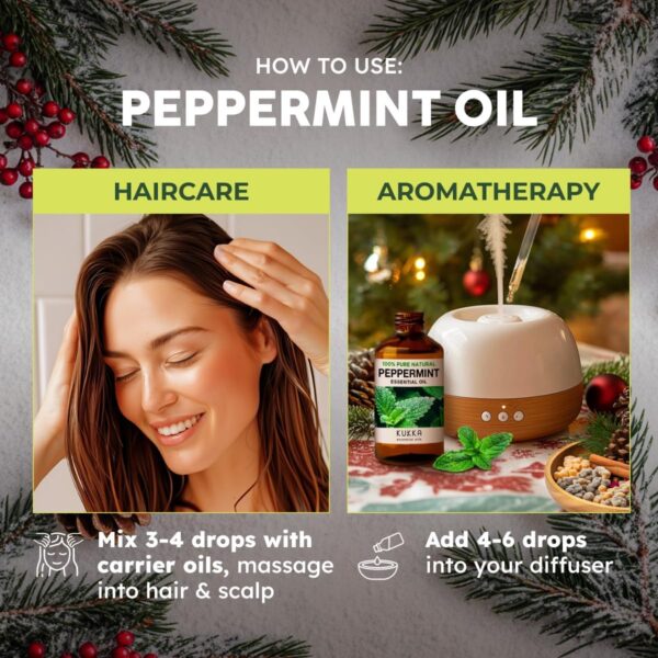 Kukka Peppermint Oil - Huge 4 Fl Oz - 100% Pure Natural Peppermint Essential Oil to Invigorate & Awaken Your Senses - Experience Strong Refreshing & Cooling Mint Oil for Skin Hair & Soap Making Scent - Image 5