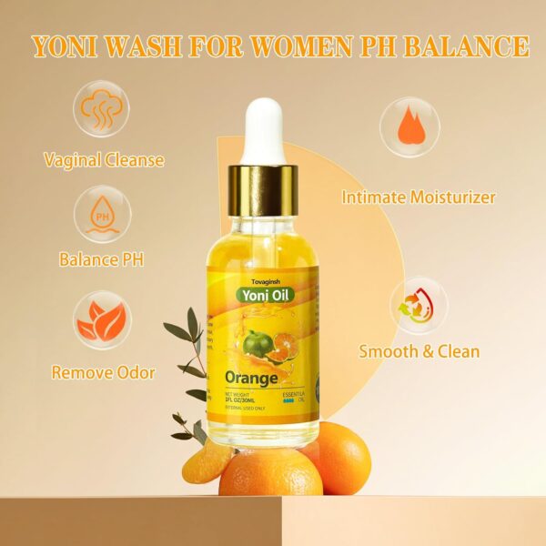 3Pack Yoni Oil for PH Balance, Yoni Wash Feminine Oil for Vaginal Dryness Soothes, Moisturizer Wetness Hygiene Intimate Deodorant for Women Perfume Oil Orange Juicy Body Oil - Image 3