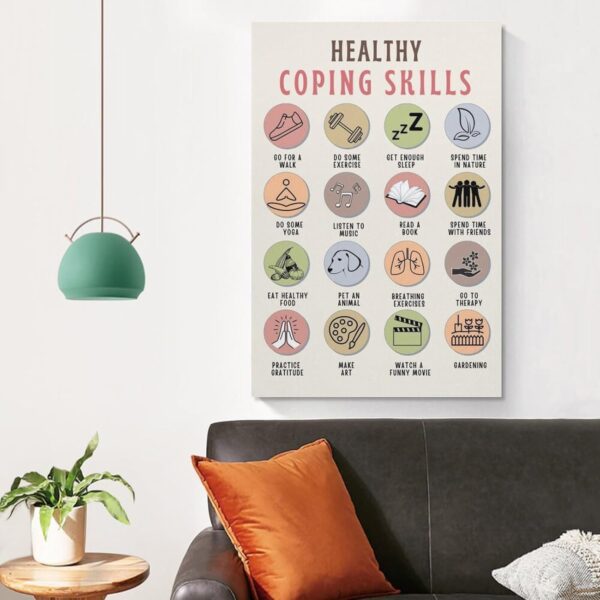 Coping Skills Poster, Therapy Office Decor, Coping Strategies, Mental Health Canvas Wall Art Print Poster For Home School Office Decor Unframe-style 24x36inch(60x90cm) - Image 5