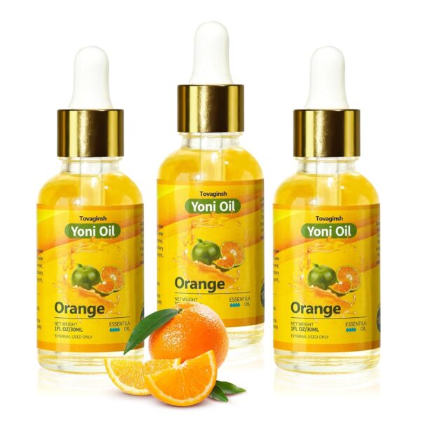 3Pack Yoni Oil for PH Balance, Yoni Wash Feminine Oil for Vaginal Dryness Soothes, Moisturizer Wetness Hygiene Intimate Deodorant for Women Perfume Oil Orange Juicy Body Oil - Image 2