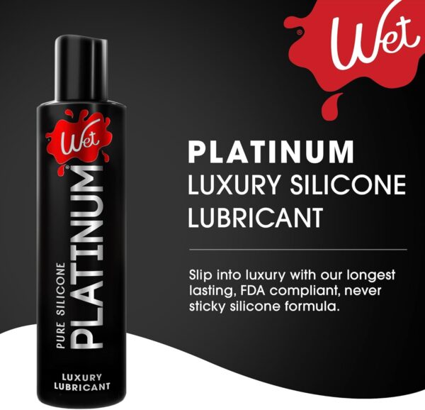 Wet Platinum Silicone-Based Lube for Men, Women & Couples, 3 Fl Oz (2-Pack) - Long-Lasting & Water-Resistant Premium Personal Lubricant - Safe to Use with Latex Condoms - Non-Sticky & Hypoallergenic - Image 4