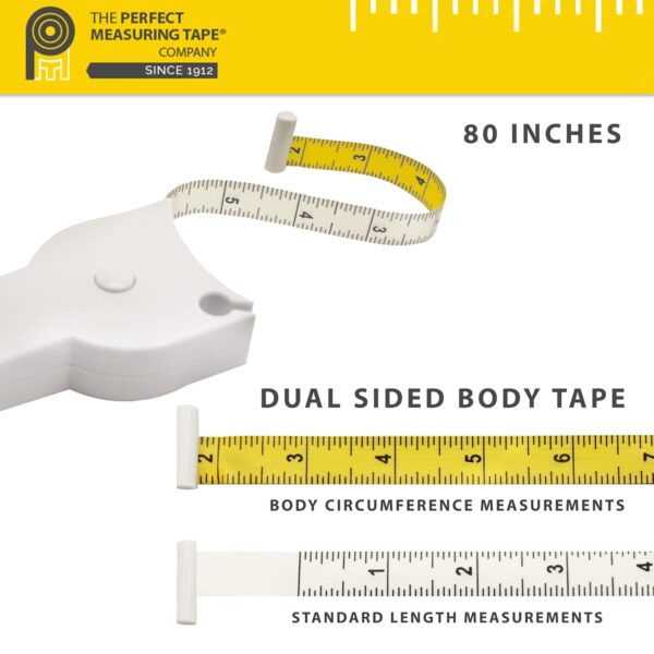 Perfect Body Tape Measure - 80 Inch Automatic Telescopic Tape Measure - Retractable Measuring Tape for Body: Waist, Hip, Bust, Arms, and More (White - 80 inch) - Image 3