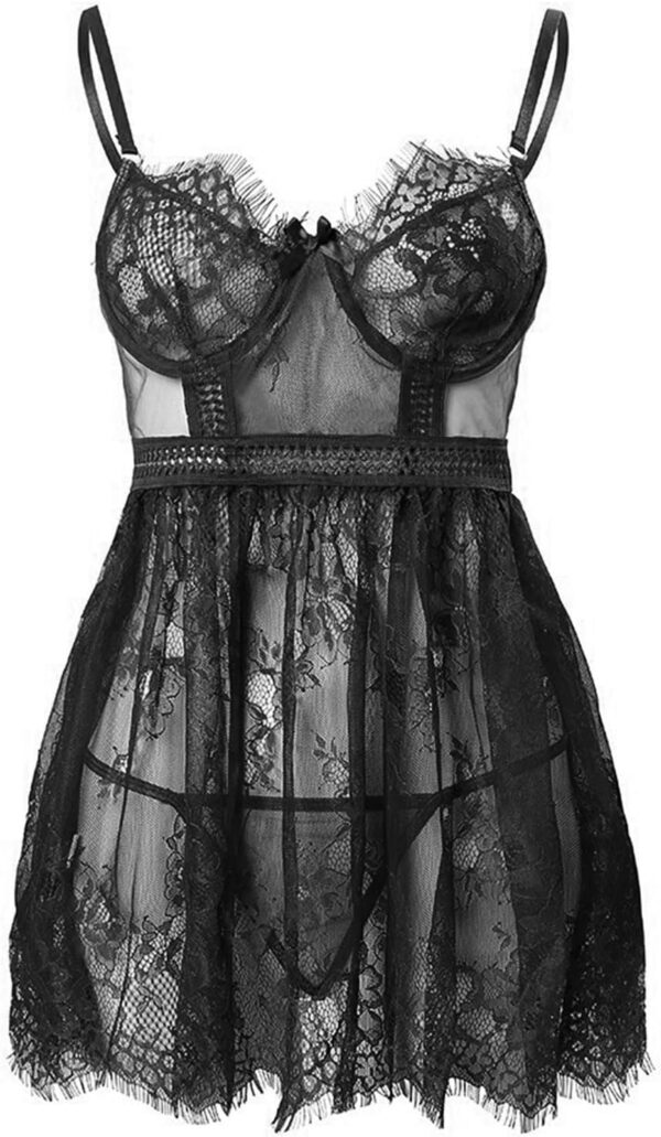 Lilosy Sexy Nightwear Embroidery Lace Babydoll for Women - Image 6