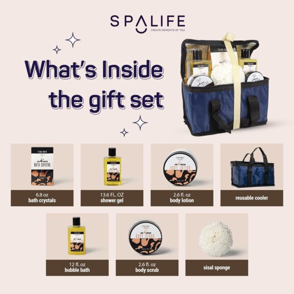 SpaLife Men's Sandalwood Luxury Spa Skincare Set - Complete Care Kit for Rugged Revitalization, Exfoliating Scrub - Bath and Body Collection for Cleansing, Moisturizing, and Rejuvenation - Image 4