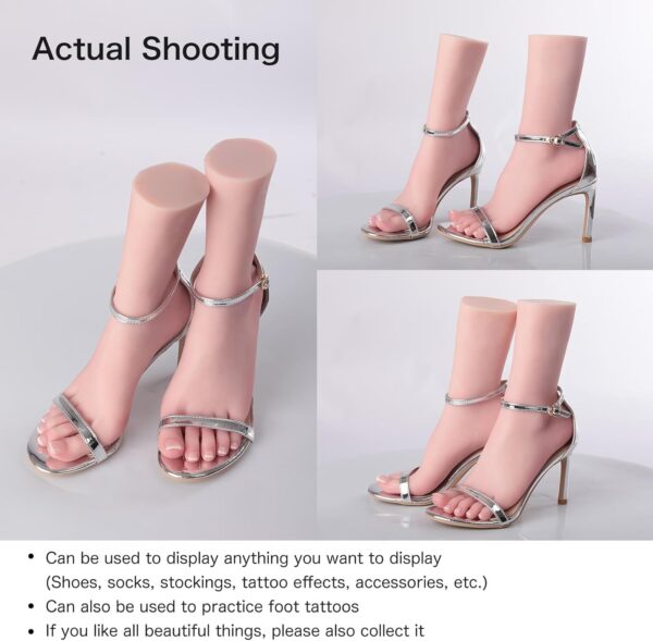 Realistic Silicone Feet 1:1 Life Size Silicone Female Feet Mannequin Not TPE Fake Foot for Jewelry Display Tattoo Practice Art Collection (with Skeleton-Left Foot-Ivory) - Image 4