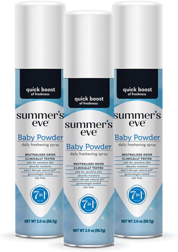 Summer's Eve Baby Powder Daily Gentle Feminine Spray, 2 oz, 3 Pack - Image 2