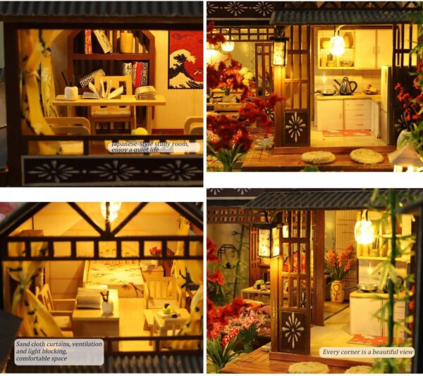 Miniature House Kit, DIY Miniature Building Kits Modern Loft with Dust Cover & LED, Great Creative Crafts Gift for Birthday, Christmas Night - Image 6