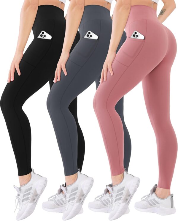 Blisset 3 Pack High Waisted Leggings for Women-Soft Athletic Tummy Control Pants for Running Yoga Workout Reg & Plus Size - Image 2