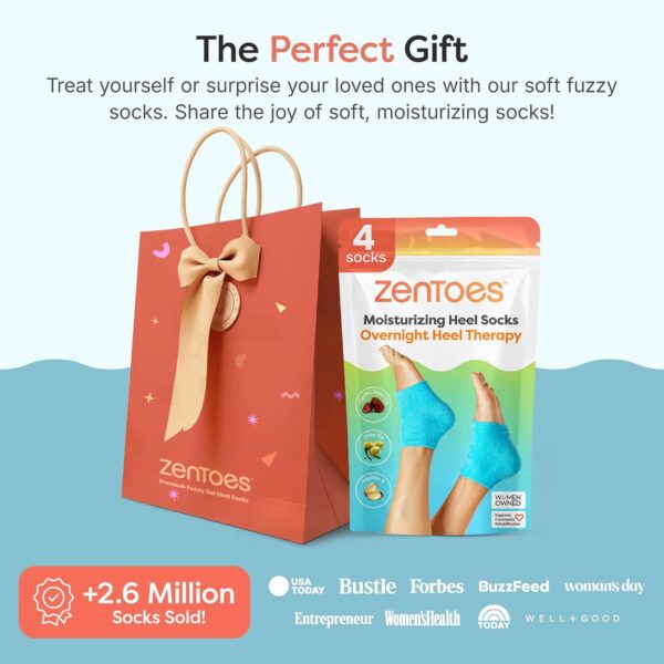 ZenToes Moisturizing Fuzzy Sleep Socks with Vitamin E, Olive Oil and Jojoba Seed Oil to Soften and Hydrate Dry Cracked Heels (Regular, Blue) - Image 8