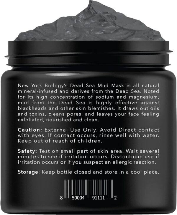 New York Biology Dead Sea Mud Mask for Face and Body - Spa Quality Pore Reducer for Acne, Blackheads & Oily Skin, Natural Skincare for Women, Men - Tightens Skin for A Healthier Complexion - 8.8 oz - Image 4