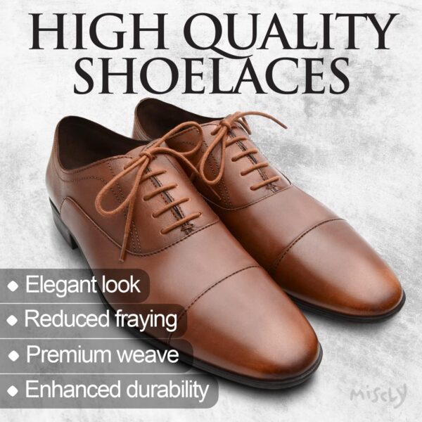 Miscly Shoe Laces for Dress Shoes - Round Oxford Shoelaces for Men - Multiple Lengths and Colors Available - Image 6