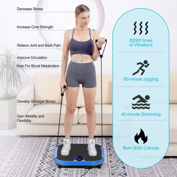 AXV Vibration Plate Exercise Machine Whole Body Workout Vibrate Fitness Platform Lymphatic Drainage Machine for Weight Loss Shaping Toning Wellness Home Gyms Workout - Image 8