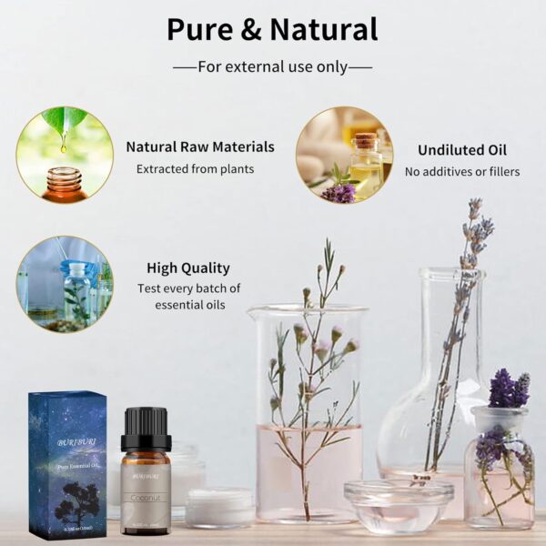 BURIBURI Coconut Essential Oil, Premium Grade Scented Oil 10ml Coconut Fragrance Oil Carrier Oil for Diffusers, Massage, Candle Making Soap Making - Image 8