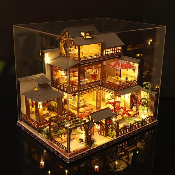 Miniature House Kit, DIY Miniature Building Kits Modern Loft with Dust Cover & LED, Great Creative Crafts Gift for Birthday, Christmas Night - Image 3