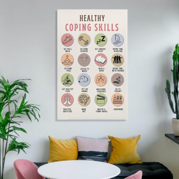 Coping Skills Poster, Therapy Office Decor, Coping Strategies, Mental Health Canvas Wall Art Print Poster For Home School Office Decor Unframe-style 24x36inch(60x90cm) - Image 7