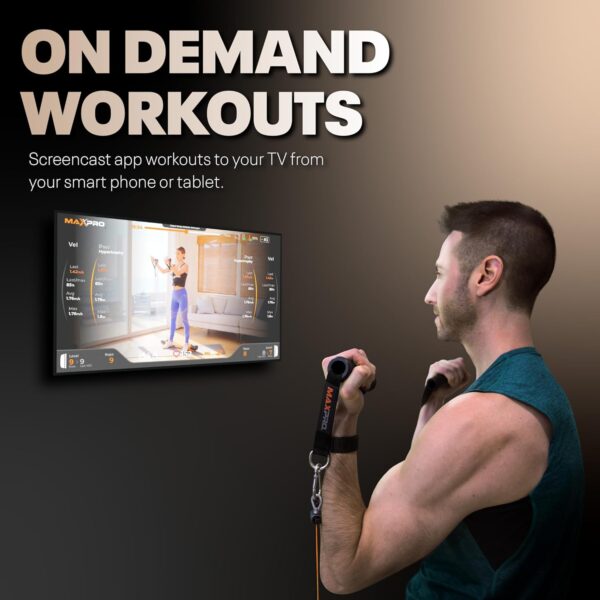 MAXPRO Fitness: Cable Home Gym | As Seen on Shark Tank | Versatile, Portable, Bluetooth Connected | Strength, HIIT, Cardio, Plyometric, Powerful 5-300lbs Resistance - Image 5