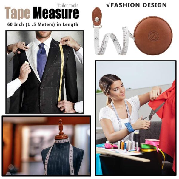 Sewing Tape Measure, Medical Body Cloth Tailor Craft Dieting Measuring Tape, 60 Inch/1.5M Dual Sided Retractable Ruler with Push Button Round - Image 8