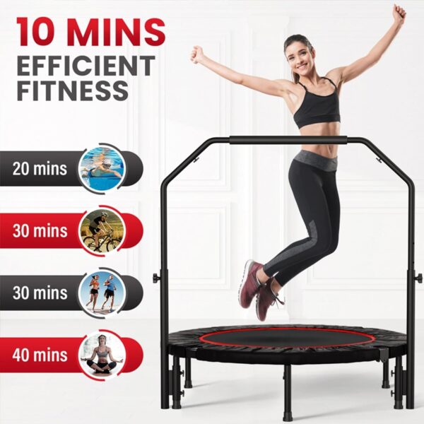 450 LBS Rebounder for Adults,40" Mini Rebounder Foldable Fitness Rebounder with Adjustable Foam Handle, Rebounder Jumping Cardio Trainer for Indoor/Outdoor Exercise Workout - Image 8