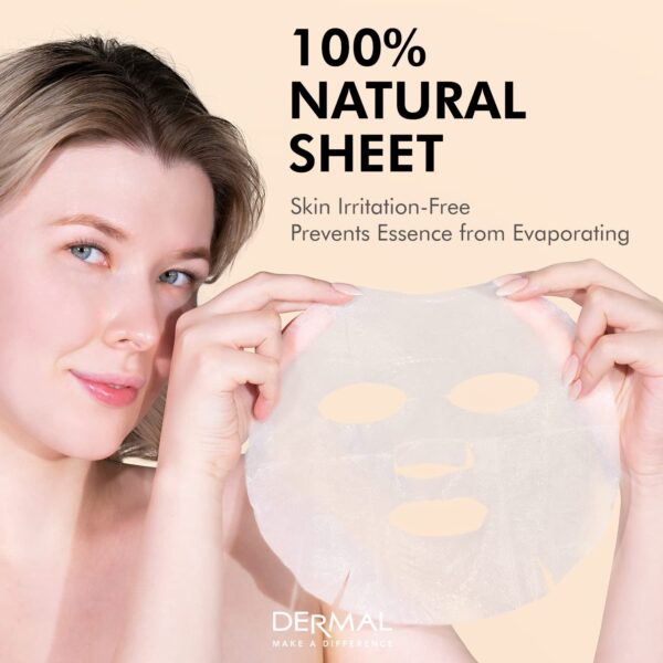 DERMAL 32 Combo A+B Set Collagen Essence Korean Face Mask - Hydrating and Soothing Facial Mask with Panthenol - Hypoallergenic Self Care Sheet Mask for All Skin Types - Natural Home Spa Treatment Mask - Image 6