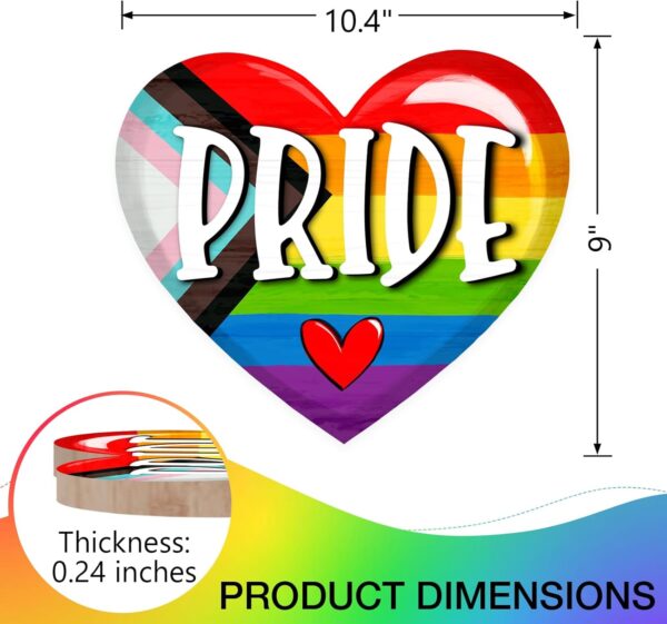 Deroro Pride Rainbow Love Heart Front Door Sign, LGBTQ Wood Door Hanger Pride Month Outdoor Outside Porch Decor, Gay Lesbian Bisexual Pansexual Wooden Wreath Indoor Wall Hanging Decoration - Image 3