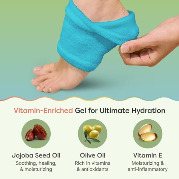 ZenToes Moisturizing Fuzzy Sleep Socks with Vitamin E, Olive Oil and Jojoba Seed Oil to Soften and Hydrate Dry Cracked Heels (Regular, Blue) - Image 3