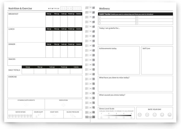 Better Health - Exercise, Nutrition & Wellness Journal - Stay healthy with our handy, simple tracking charts - A5 size with 104 undated pages - For A Happier, Healthier Life (Purple) - Image 4