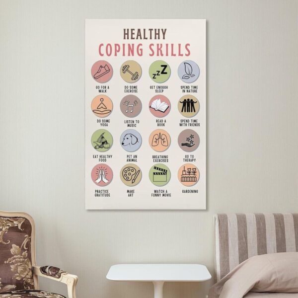 Coping Skills Poster, Therapy Office Decor, Coping Strategies, Mental Health Canvas Wall Art Print Poster For Home School Office Decor Unframe-style 24x36inch(60x90cm) - Image 8