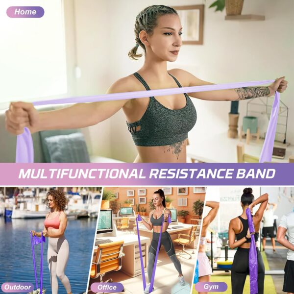 Resistance Bands Set, 5 Pcs Exercise Bands Elastic Stretch Bands for Yoga Pilates Fitness Stretching Strength Training, Workout Bands for Home Gym - Image 7