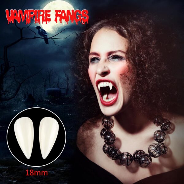 Vampire Teeth Fangs for Adults with Upgraded Reusable Adhesive, Halloween Fake Fangs Accessories Cosplay Party Favors Props Supplies Decorations(3 Sizes) - Image 3