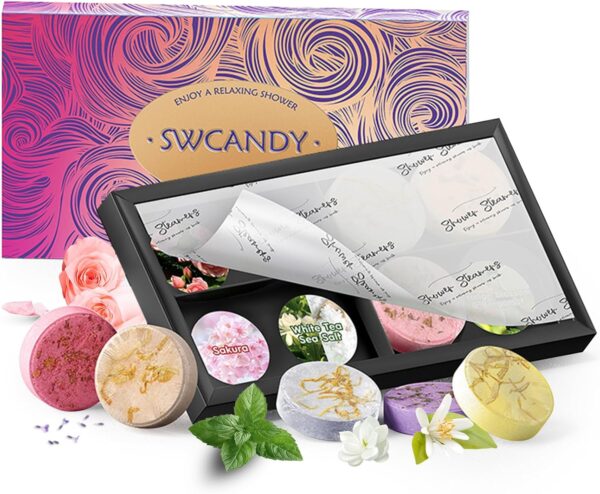 Shower Steamers Aromatherapy SWCANDY 8 Pack Christmas Gifts for Women, Her, Mom, Men Natural Essential Oil Home Spa Self Care Stress Relief Relaxation Bath Bombs Stocking Stuffers Valentines Day Gifts - Image 2