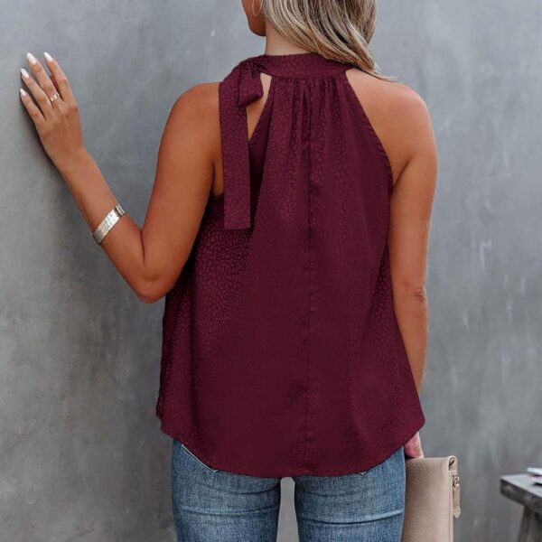 Women's Eyelet Tank Top Halter Neck Sleeveless Cami Top Summer Loose Fitting Casual Solid Color Vests T Shirt <br> - Image 7